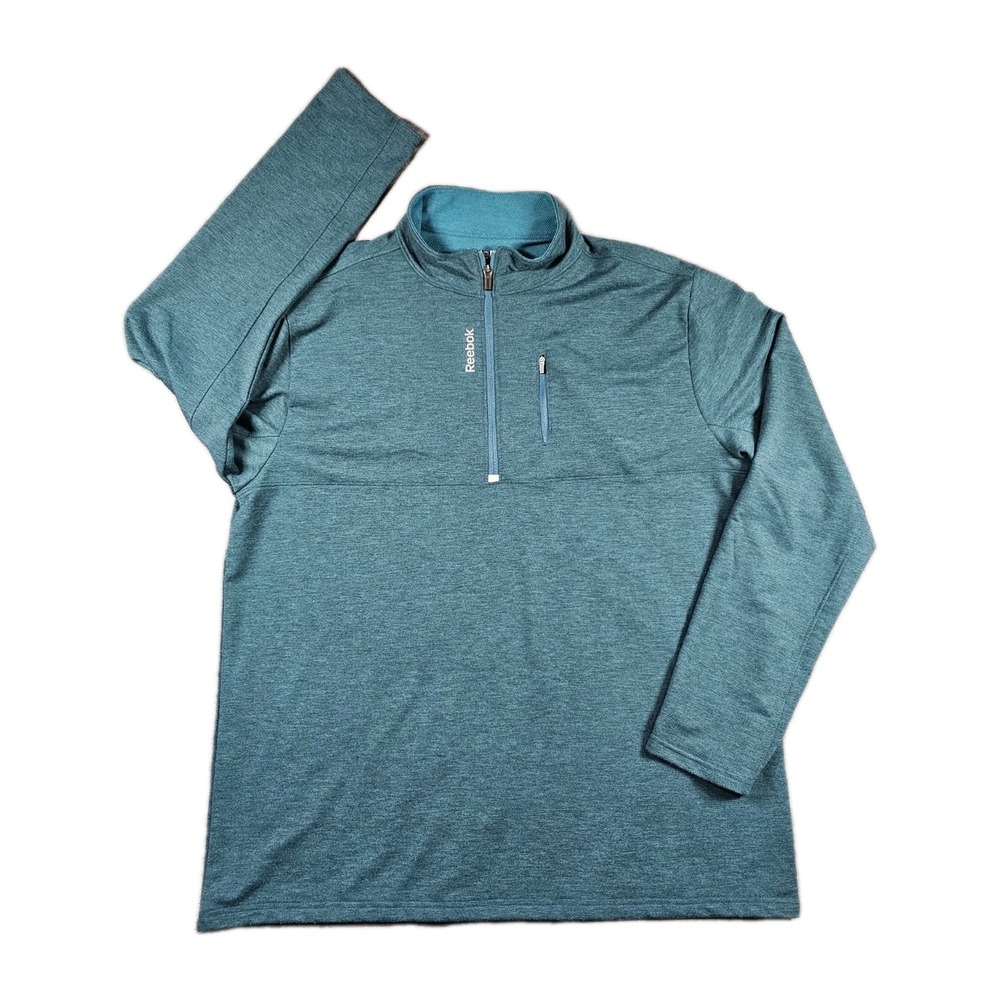 Reebok Mens Performance 1/4 Zip Pullover 2XL Ocean Green Athletic 3RSMJ955